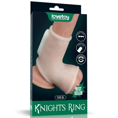 LoveToy - Silk Knights Ring - Vibrierende Penishülle - Weiß
