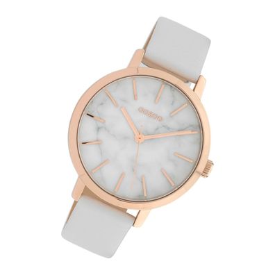 Oozoo Leder Damen Uhr C10110 Analog Quarzuhr Armband weiß Timepieces UOC10110
