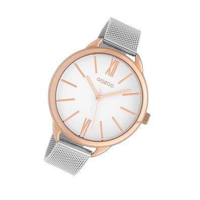 Oozoo Stahl Damen Uhr C10133 Analog Quarzuhr Armband silber Timepieces UOC10133