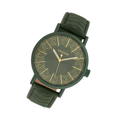 Oozoo Leder Damen Uhr C10148 Analog Quarz-Uhr grün gold Timepieces UOC10148