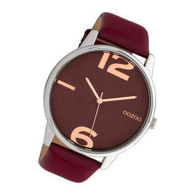 Oozoo Leder Damen Uhr C10373 Analog Quarzuhr Armband weinrot Timepieces UOC10373