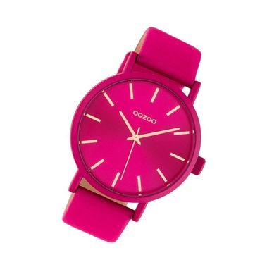 Oozoo Leder Damen Uhr C10448 Analog Quarzuhr Armband fuchsia Timepieces UOC10448