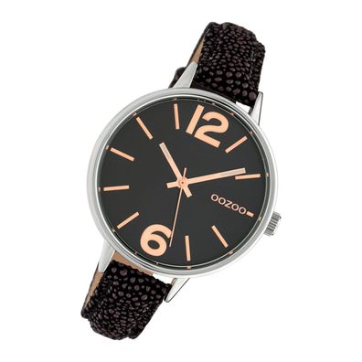Oozoo Leder Damen Uhr C10459 Quarzuhr Armband schwarz braun Timepieces UOC10459