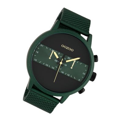 Oozoo Edelstahl Herren Uhr C10512 Quarzuhr Armband grün Timepieces UOC10512