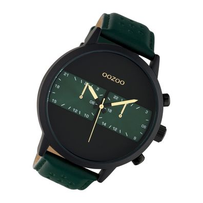 Oozoo Leder Herren Uhr C10517 Analog Quarzuhr Armband grün Timepieces UOC10517