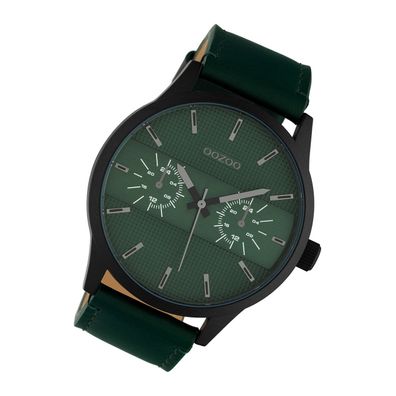 Oozoo Leder Herren Uhr C10537 Analog Quarzuhr Armband grün Timepieces UOC10537