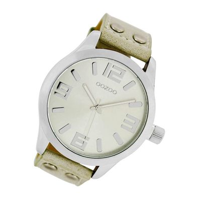 Oozoo Leder Damen Uhr C1056 Analog Quarzuhr Armband beige Timepieces UOC1056A