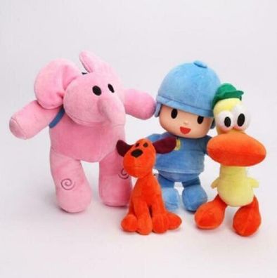4 Stck. Bandai Pocoyo Elly Pato Loula weiches Pluschtier Stofftier Figur Puppe Kinder