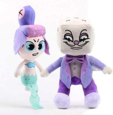 2 PCS/ Set Cuphead Cala Maria & King Dice Plush Toys Figures Stuffed Doll XMAS