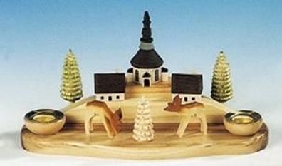 Kerzenständer Dorf mit Rehe bunt Größe 10 cm NEU Weihnachten Kerzenschmuck