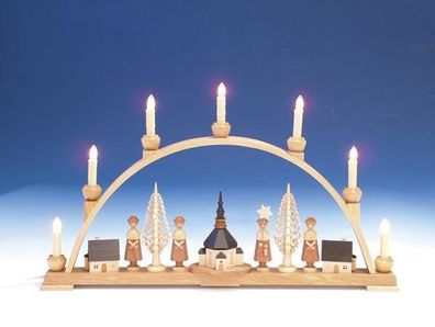 Schwibbogen Seiffener Kirche elektrische Innenbeleuchtung Natur NEU