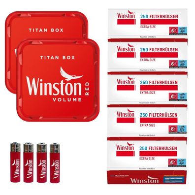 Winston Red Titan Box mit Filter Hülsen und Feuerzeug
