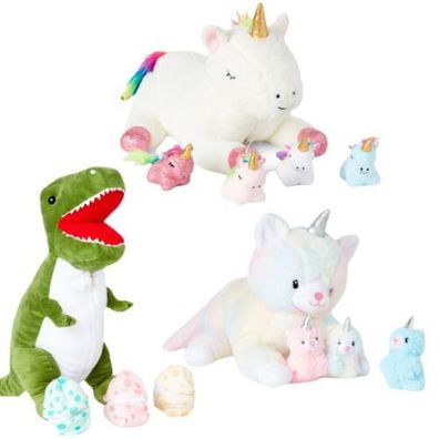 Snugy Babies 5 in 1 Plüschtiere Spielzeug Dinosaurier Einhorn Katzchen