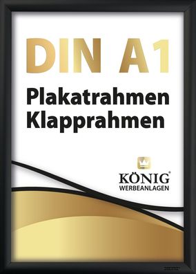 Dreifke® Plakatrahmen DIN A1 | 25mm Aluminium Profil, schwarz | inkl. entspiegelter S