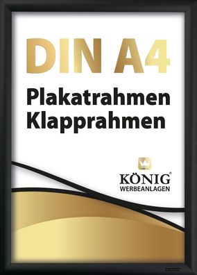 Dreifke® Plakatrahmen DIN A4 | 25mm Aluminium Profil, schwarz | inkl. entspiegelter S