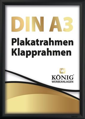 Dreifke® Plakatrahmen DIN A3 | 25mm Aluminium Profil, schwarz | inkl. entspiegelter S