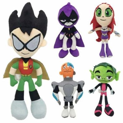 5pcs Stuffed Doll Teen Titans Go Plush Toy Robin Raven Beast Boy Cyborg Starfire