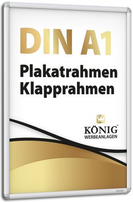 Dreifke® Plakatrahmen DIN A1 | abgerundete Ecken | 25mm Alu Profil, silber | inkl. en