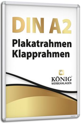 Dreifke® Plakatrahmen DIN A2 | abgerundete Ecken | 25mm Alu Profil, silber | inkl. en