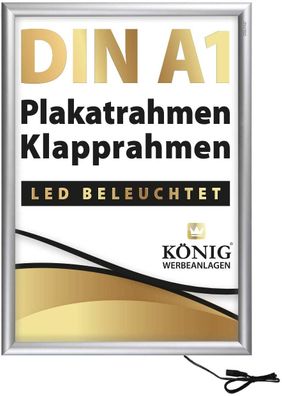 LED Plakatrahmen DIN A1 | LED beleuchtet | Leuchtrahmen | 25 mm Aluminium Profil | Si