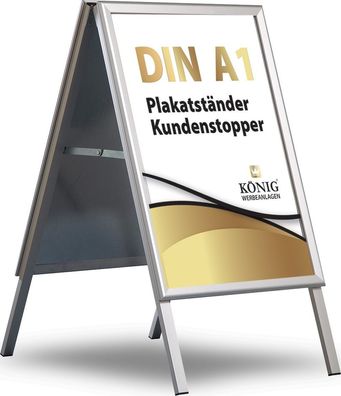 Plakatständer Keitum DIN A1 silber | Ecken auf Gehrung | beidseitig für 2 Plakate | R