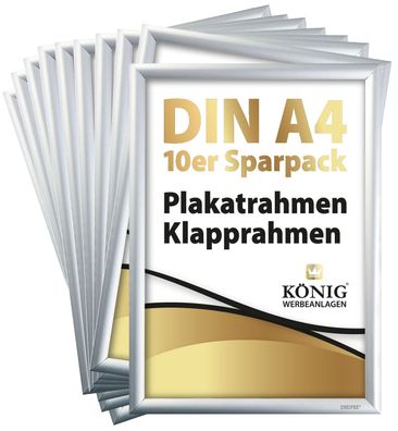 10 Dreifke® Plakatrahmen DIN A4 | 25 mm Aluminium Profil | silber | inkl. entspiegelt
