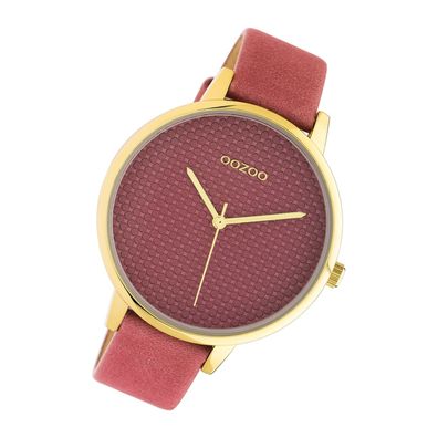 Oozoo Leder Damen Uhr C10591 Analog Quarzuhr Armband rosa Timepieces UOC10591