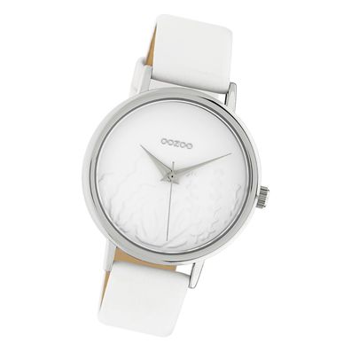 Oozoo Leder Damen Uhr C10600 Analog Quarzuhr Armband weiß Timepieces UOC10600