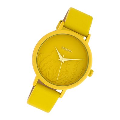 Oozoo Leder Damen Uhr C10602 Analog Quarzuhr Armband gelb Timepieces UOC10602