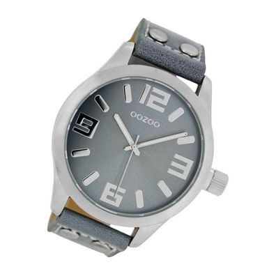 Oozoo Leder Damen Uhr C1060 Analog Quarzuhr Armband grau Timepieces UOC1060A