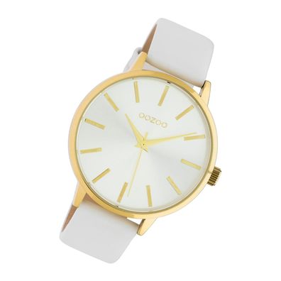 Oozoo Leder Damen Uhr C10611 Analog Quarzuhr Armband weiß Timepieces UOC10611