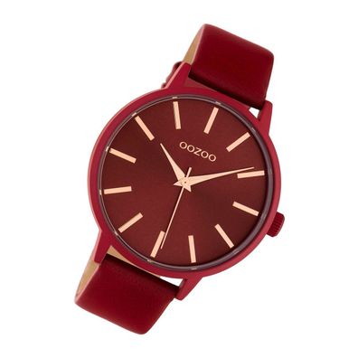 Oozoo Leder Damen Uhr C10618 Analog Quarzuhr Armband rot Timepieces UOC10618