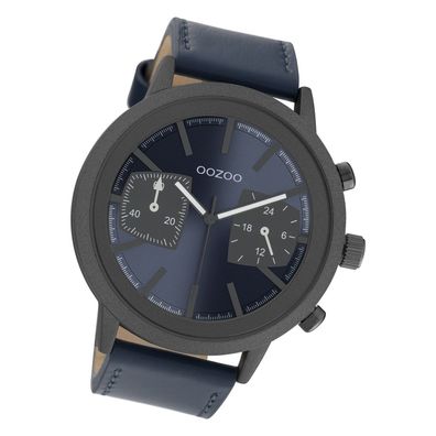 Oozoo Herren Armbanduhr Timepieces Analog Leder dunkelblau UOC10807