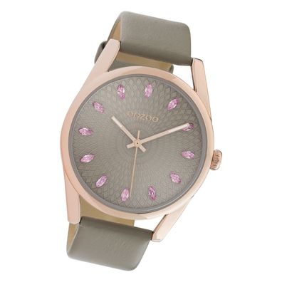 Oozoo Damen Armbanduhr Timepieces Analog Leder grau UOC10817
