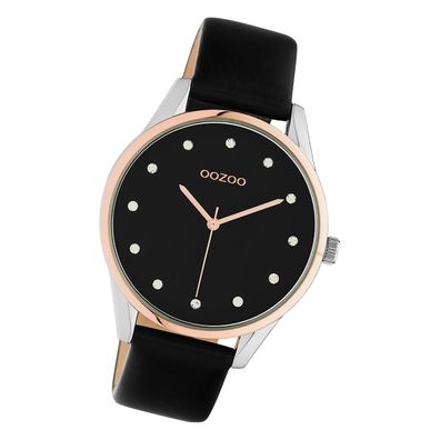Oozoo Leder Damen Uhr C10954 Analog Quarzuhr Armband schwarz Timepieces UOC10954