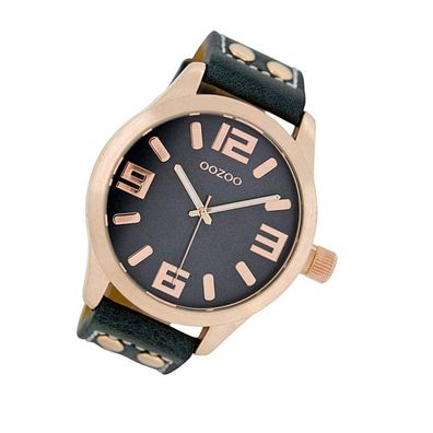 Oozoo Leder Damen Uhr C1157 Analog Quarz Armband dunkelblau Timepieces UOC1157
