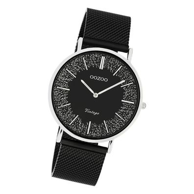 Oozoo Damen Armbanduhr Vintage Series Analog Edelstahl schwarz UOC20140