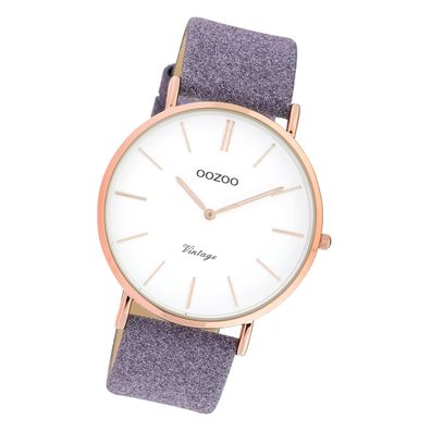 Oozoo Damen Armbanduhr Vintage Series Analog Leder violett UOC20152