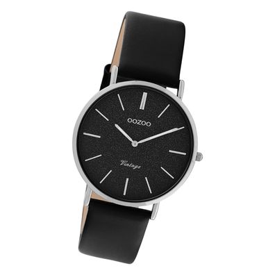 Oozoo Leder Damen Uhr C20208 Analog Quarzuhr Armband schwarz Vintage UOC20208