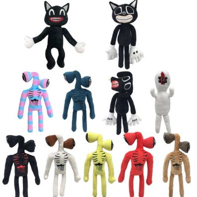 Cartoon Siren Head Horror Black Cat Plush Stuffed Doll Kids Gifts Toy DE