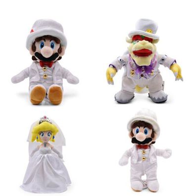Super Mario Peach Princess Bowser Wedding Dress Plush Toys Soft Stuffed Doll