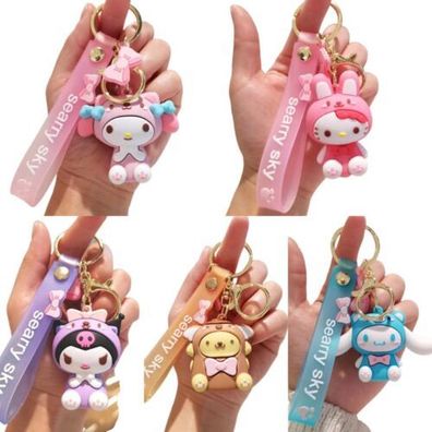 Kuromi My Melody Cinnamoroll Hello Kitty Pendant Figure Toy Keychain Xmas Gift