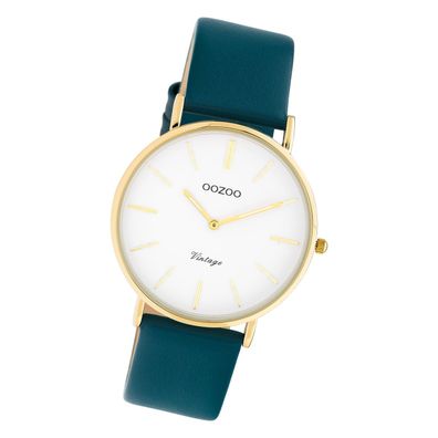 Oozoo Leder Damen Uhr C20229 Analog Quarzuhr Armband türkis Vintage UOC20229