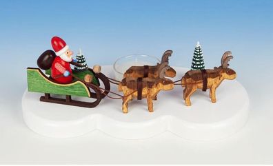 Kerzenständer Weihnachtsmann mit Rentieren bunt Größe 20 cm NEU Weihnachten