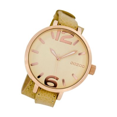 Oozoo Quarz-Uhr Damen rosegold Timepieces 45mm Lederarmband braun UOC6835