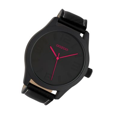 Oozoo Leder Damen Uhr C1068 Analog Quarzuhr Armband schwarz Timepieces UOC7119