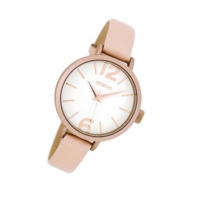 Oozoo Leder Damen Uhr C8407 Analog Quarzuhr Armband rosa Timepieces UOC8407