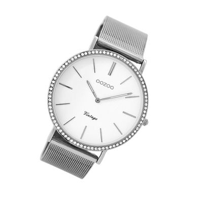 Oozoo Edelstahl Damen Uhr C8890 Analog Quarzuhr silber Vintage Series UOC8890