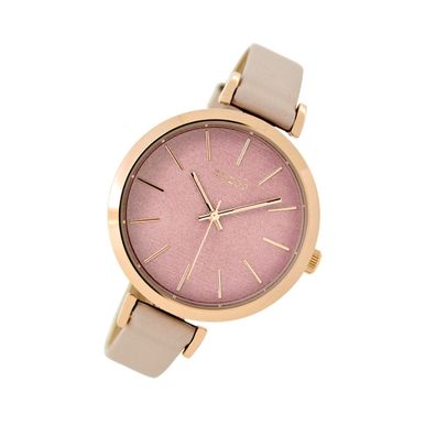 Oozoo Quarz-Uhr Damen rosegold Timepieces 40mm Lederarmband rosa UOC9136