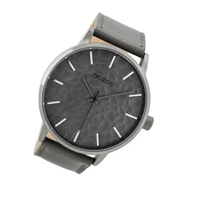 Oozoo Leder Herren Uhr C9440 Analog Quarz-Uhr Armband grau Timepieces UOC9440